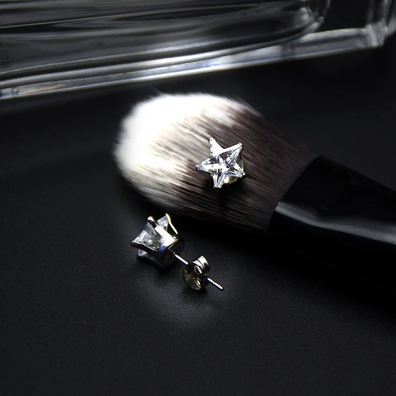 

Classic Star Shape Crystal Stud Earrings For Women Fashion Jewelry Engagement Brand Stainless Steel Ear Aerets With Cubic Zircon