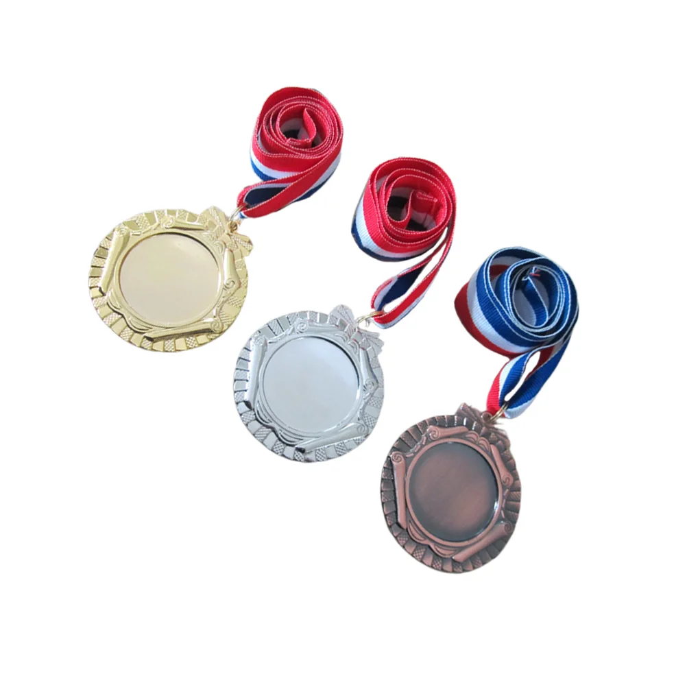 

3 шт., креативные металлические медали со шнурком, золотые, серебряные и бронзовые