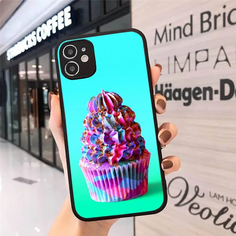 

Cupcake Food colorful dessert cute Phone Case matte transparent For iphone 7 8 11 12 plus mini x xs xr pro max cover