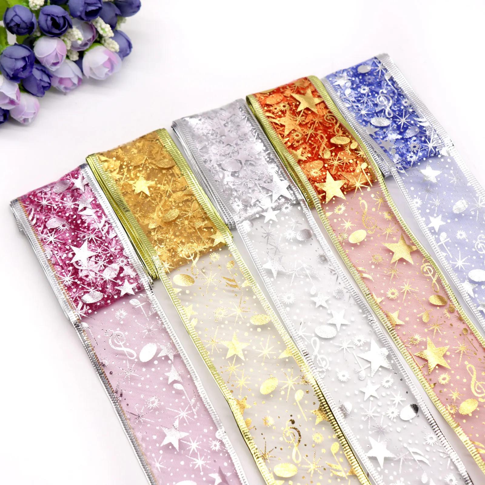 

2 Yard Organza Bling Ribbon Wreath Flowers Christmas Present Weeding Wire Edged Arts,Crafts Sewing Wedding Christmas Decoration