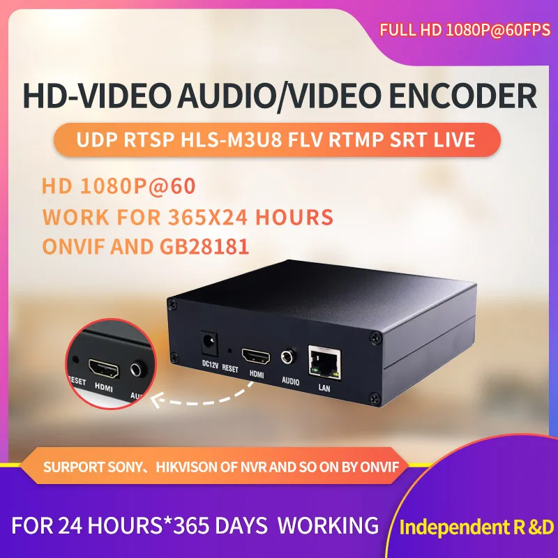 Codificatore Video HDMI VOIDE su Streaming Live IP RTMP SRT RTSP FLV M3U8 UDP IPTV ONVIF H.264 H.265