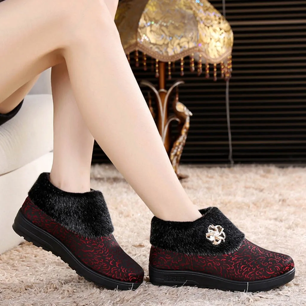 Женские теплые плюшевые ботинки для снега теплая Повседневная обувь женские