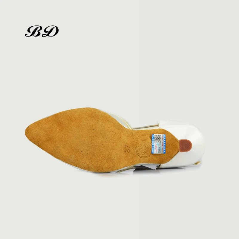 Женские туфли для танцев BD белые высококачественные атласные современных на