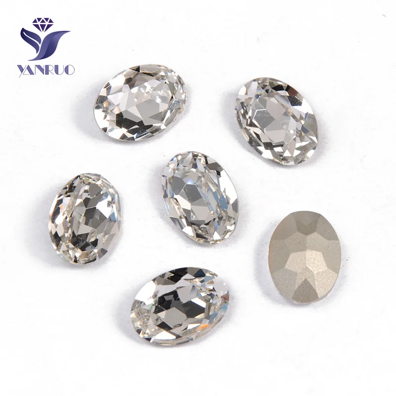 Crystal Yanruo 4120 Овальные Стеклянные Стразы Самоцветы DIY шитье кристаллы Декоративные Камни Точка назад пришитые Стразы для украшения для одежды - Цвет: Crystal