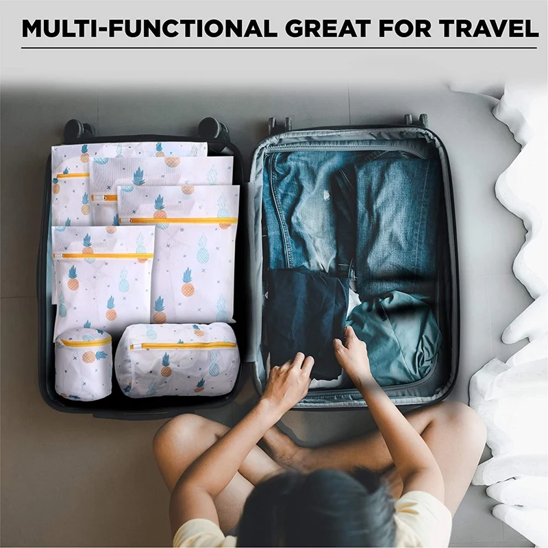 

10 Pcs Household Anti-Deformation Underwear Cleaning Bag, Washing Machine Special Filter Mesh Bag, Yellow & Green