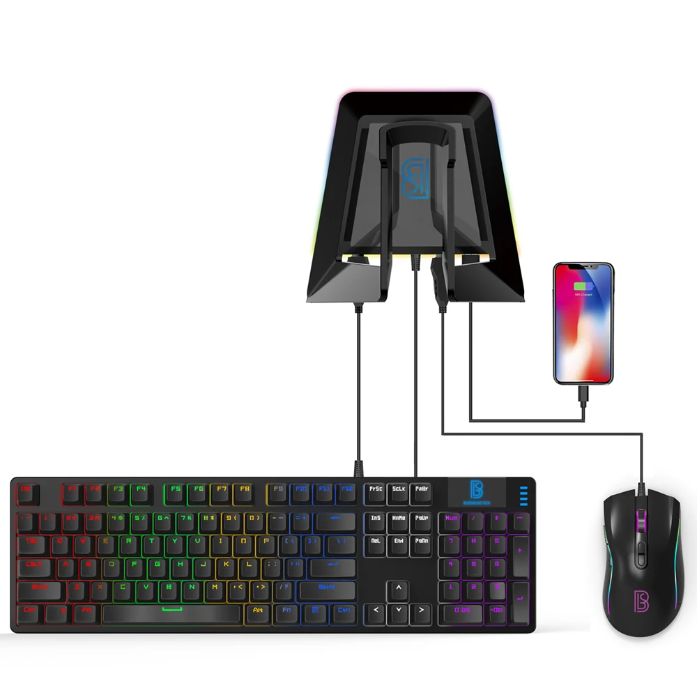 Bluesolids цветная (RGB) Подставка для наушников с 3 2 0 концентраторы USB держатель