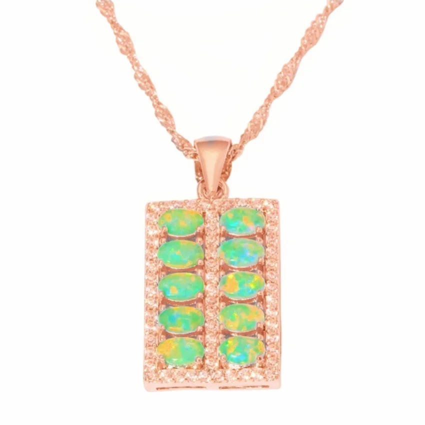 Trendy Rose Gold Color Counting Frame Shape Pendant Link Chain Necklace 4 Colors Opalite Opal Jewelry | Украшения и аксессуары