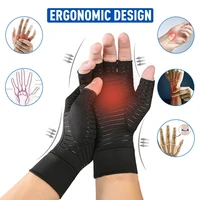 1 pair compression arthritis gloves joint pain relief women men half finger brace gloves therapy wrist support anti slip gloves
