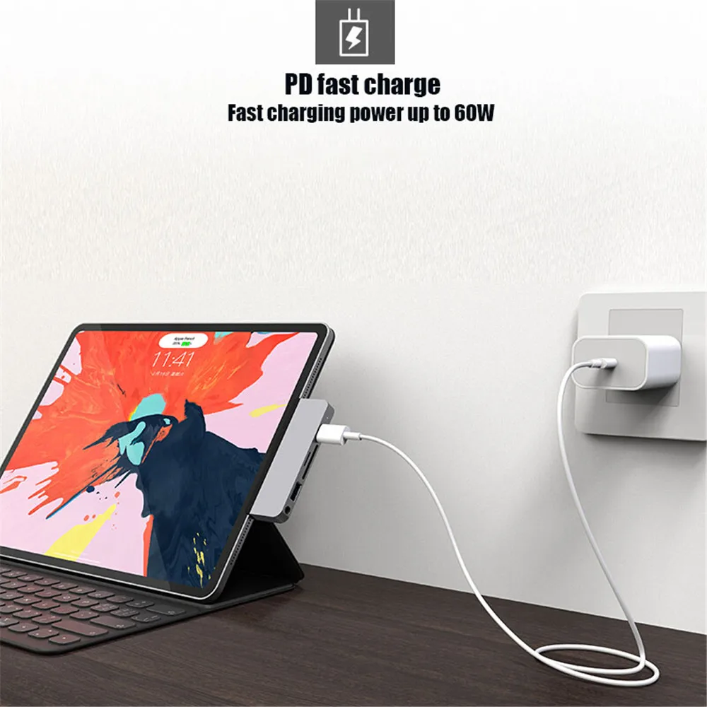 USB C концентратор адаптер с USB-C TYPE C зарядка PD 4K HDMI USB 3,0 3,5 мм наушники с iPad Macbook Pro SAMSUNG note s10 pro