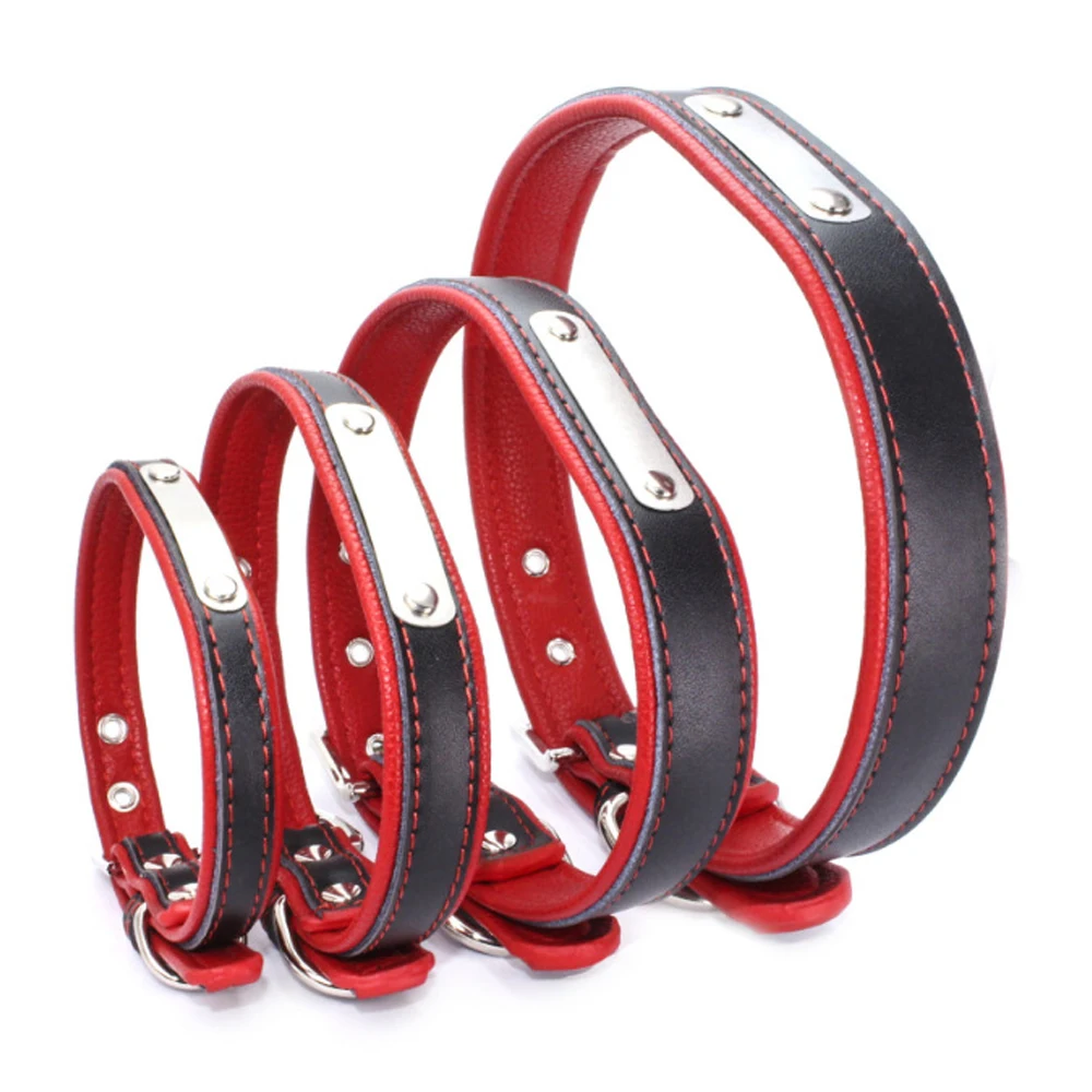 

Personalized Adjustable Genuine Leather Dog Collar Puppy Neck Buckle Strap Belt Padded Collar Small Medium Large Cat Labrador