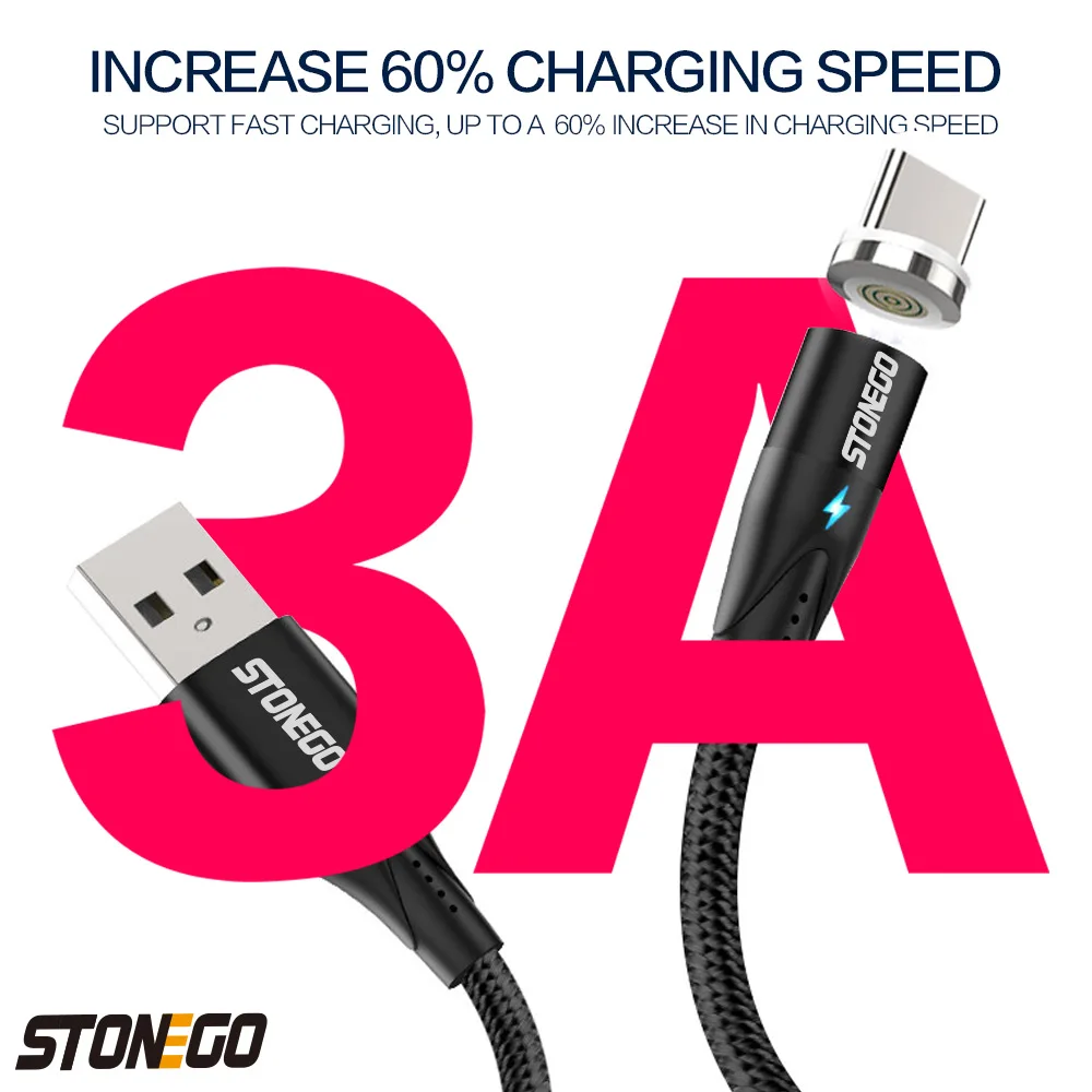 STONEGO Магнитный Быстрый кабель Micro usb зарядный телефонный кабель передачи данных для аndroid провода магнитное зарядное устройство для samsung Xiaomi huawei Mobile 3A