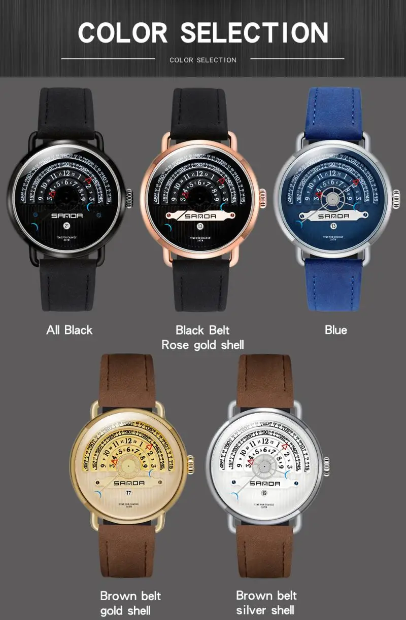 Часы наручные Sanda Мужские кварцевые роскошные брендовые водонепроницаемые с