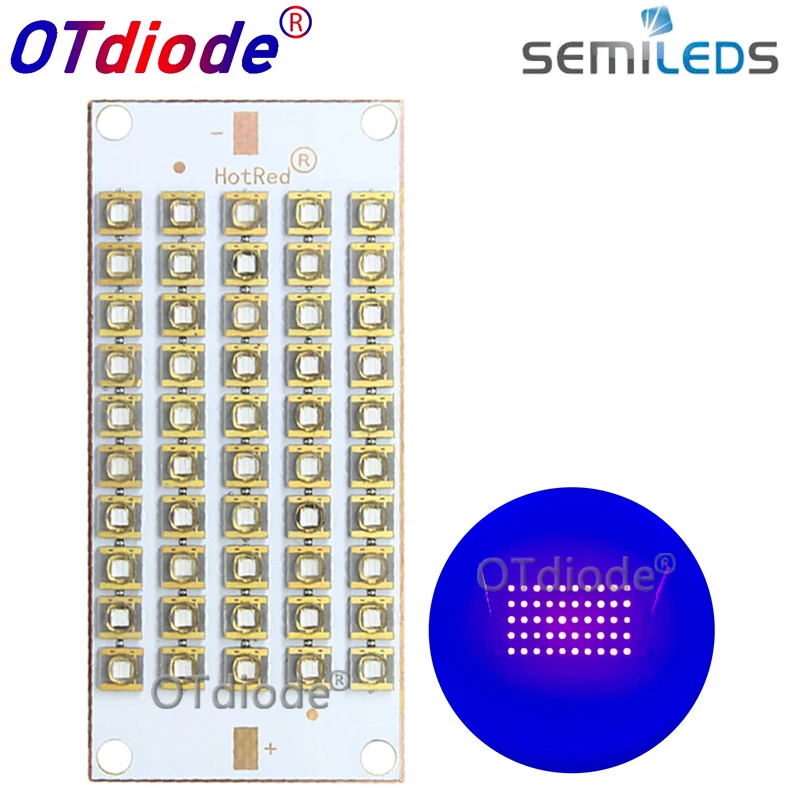50W100W150W300W Semileds UV Lamp 395nm 405nm 420nm 430nm Purple LED Copper PCB for 3D Printer Flatbed 55*25mm glue curing light|Подвесные