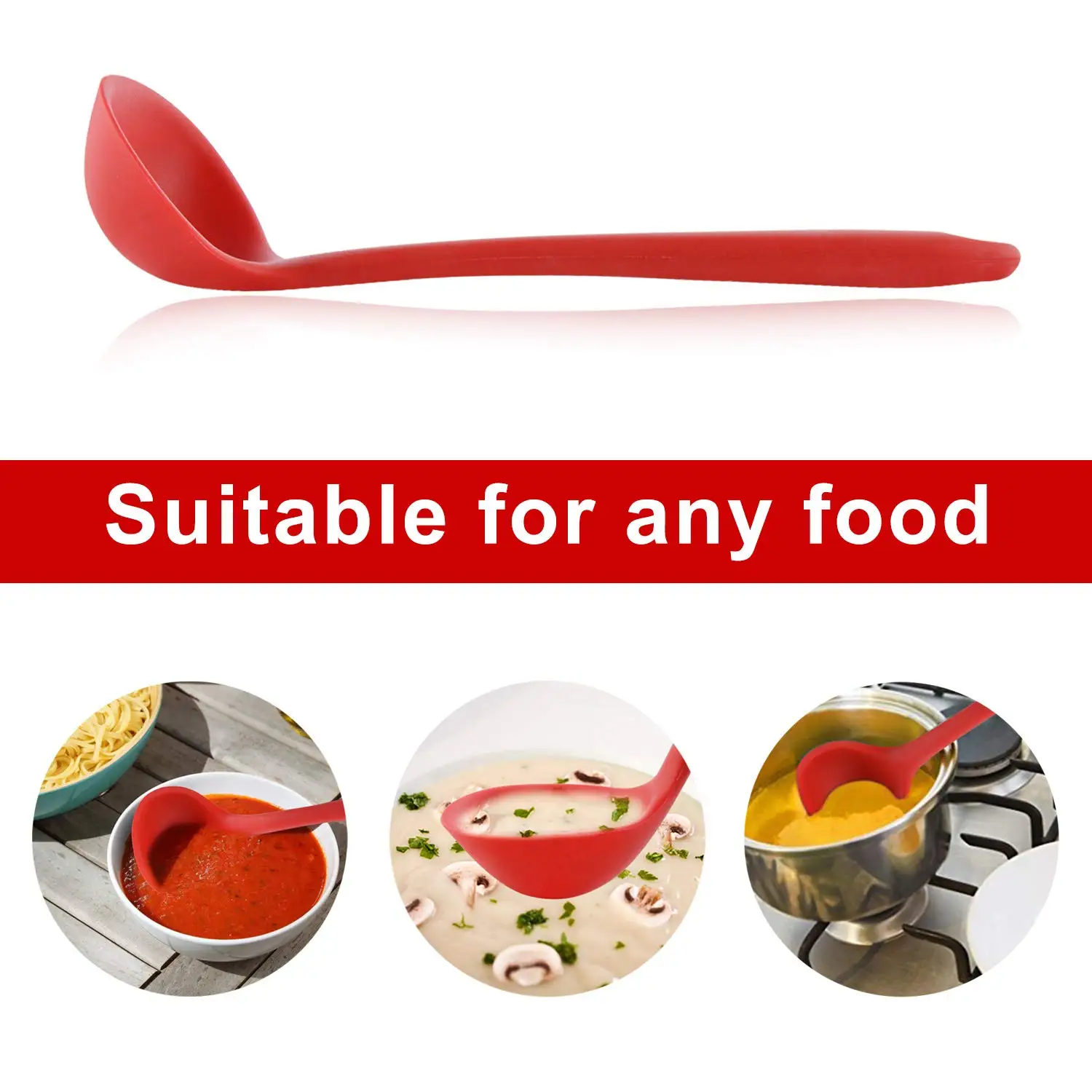 Силиконовая ложка Ковш (8 дюймов) термостойкая гигиеническая цельная конструкция