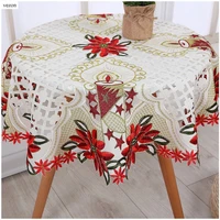 vezon elegant christmas embroidery table topper embroidered xmas placemat red tablecloth cutwork flag towel cloth covers