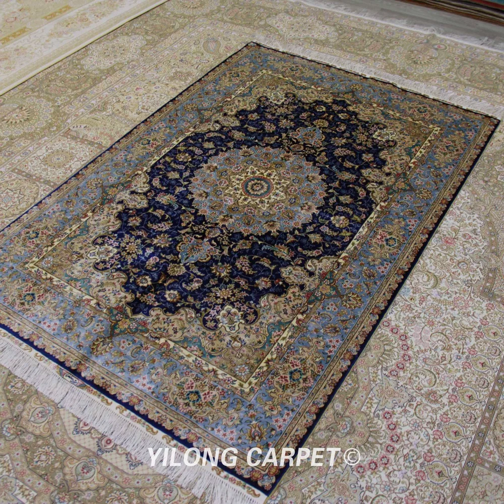 Yilong 4'x6' Traditional tabriz carpet dark blue vantage cheap oriental rugs (ZQG317A) | Дом и сад