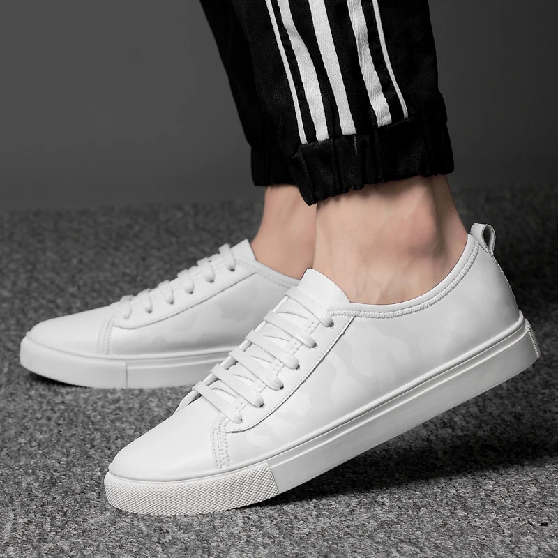 Мужские повседневные кроссовки из натуральной кожи Роскошная белая обувь