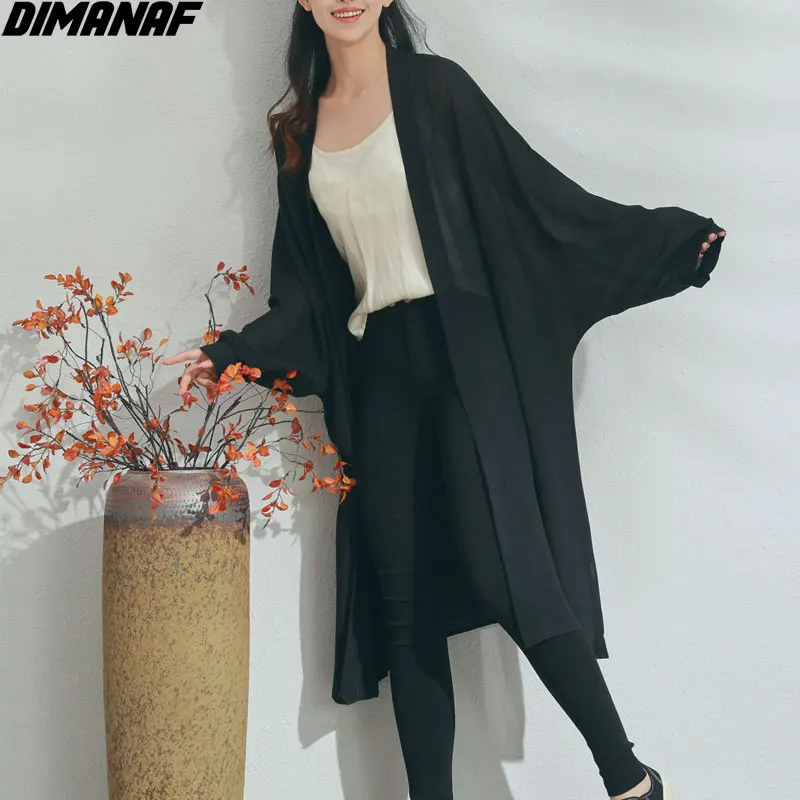 Женская блузка с длинным рукавом DIMANAF черная Повседневная винтажная