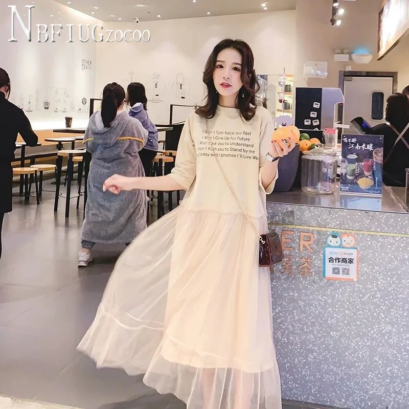 

2020 Lace Patchwork Fairy Women Dress Spring Summer Preppy Style Female Dresses