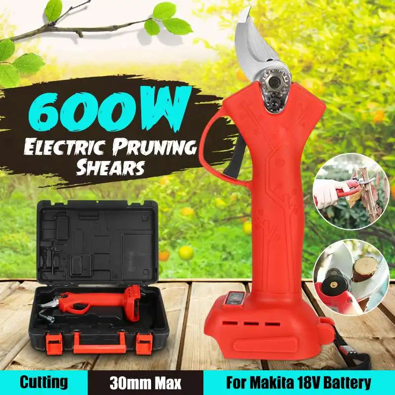 

600W Cordless Electric Pruning Shears 18V Garden Power Pruner Secateur Rechargeable Branch Bonsai Tree Cutter for Makita Battery