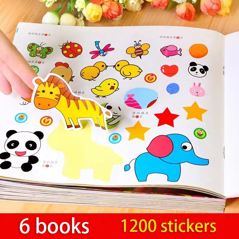 Libri adesivi 0-6 anni libro di adesivi per l'educazione precoce dei bambini Puzzle per bambini illuminazione Clipart Baby Comic New Livres