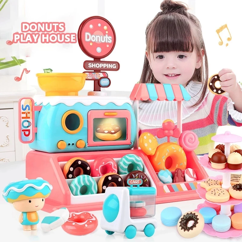 

Simulation Candy Toys Donuts House Light Music Children Donuts Toys Supermarket House Sets Girls Toys Gifts