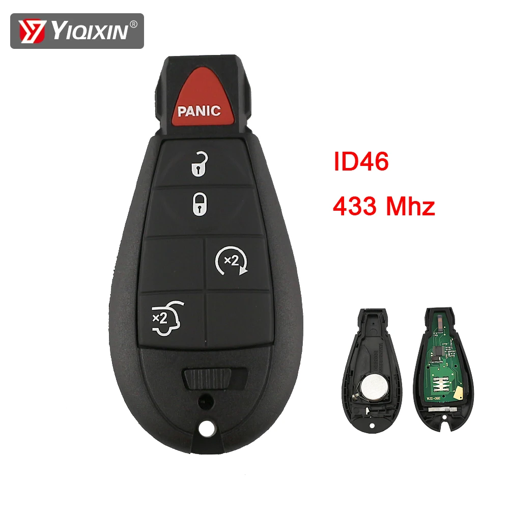YIQIXIN 5 Button Remote Car Key For Chrysler Dodge Ram 2008 2009 2010 2011 2012 Charger Magnum Challenger M3N5WY783X 433Mhz ID46