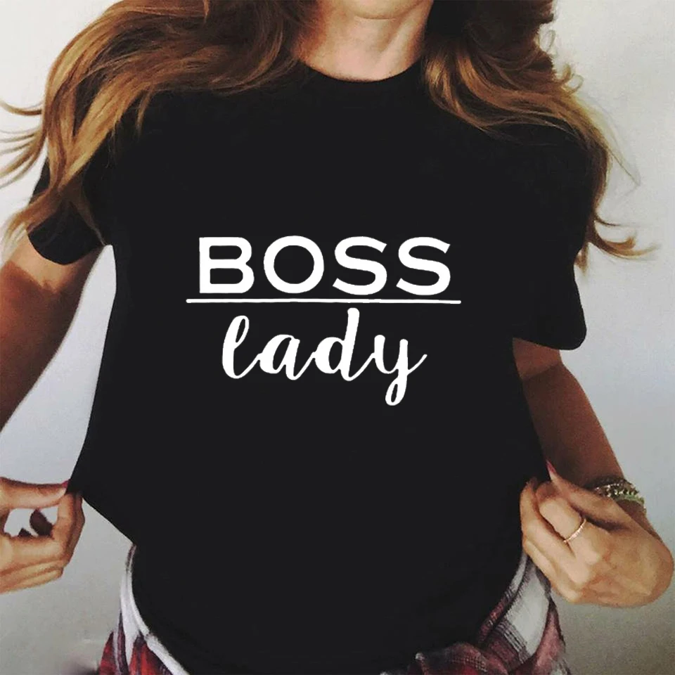 Женская забавная Футболка Boss Lady женская футболка в стиле Харадзюку свободная