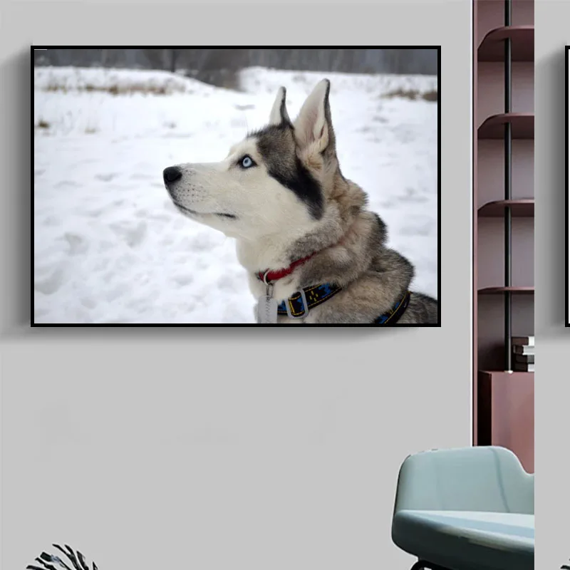 

Новое поступление, Постер хаски в Сибирском стиле на заказ, украшение для дома, модный тканевый настенный постер на холсте 27x40 см 30x45 см