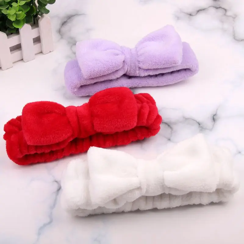 

New Solid Color Coral Fleece Wash Face Bow Hairbands For Women Girls Headbands Headwear Hair Bands Turban Hair Accessories 2021