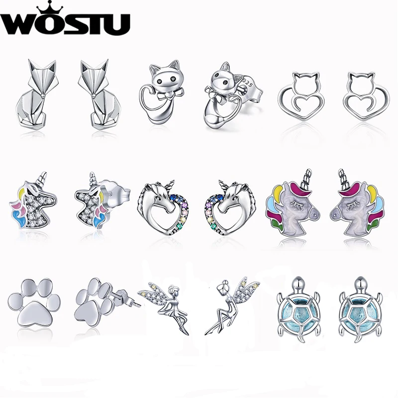 

WOSTU Earrings for Women 100% 925 Sterling Silver Green and Rose Gold Surface Stud Earrings Orecchini Fashion Jewelry Gifts