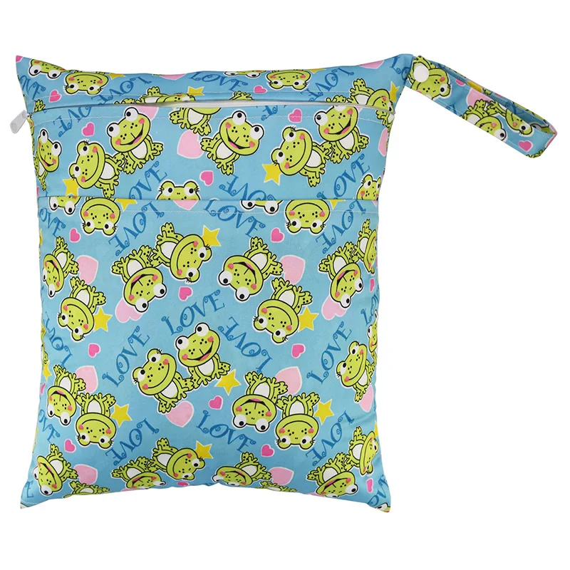 

Baby Changing Diaper Bag Washable Two Pocket Travel Diaper Bag Double Zipper Cloth Diaper Wet Bag LW18