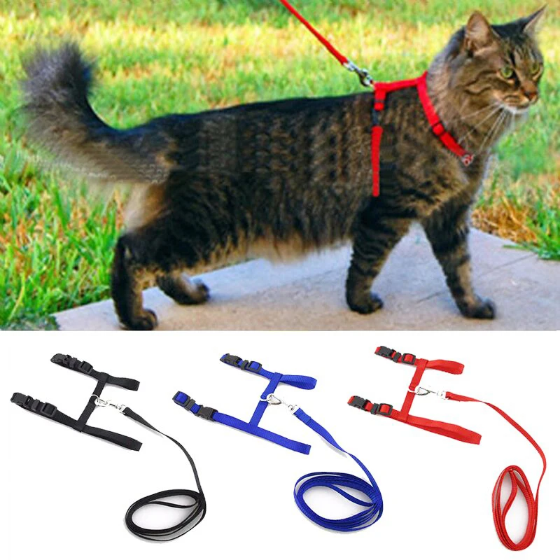 

1pcs Cat Dog Collar Harness Leash Adjustable Nylon Pet Traction Cat Kitten Cats Products For Pet Harness Belt