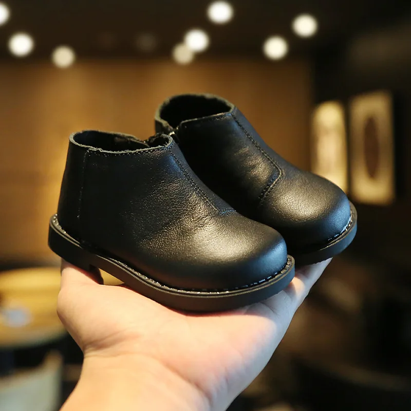 Детская обувь из натуральной кожи Детские теплые ботинки с мягкой подошвой