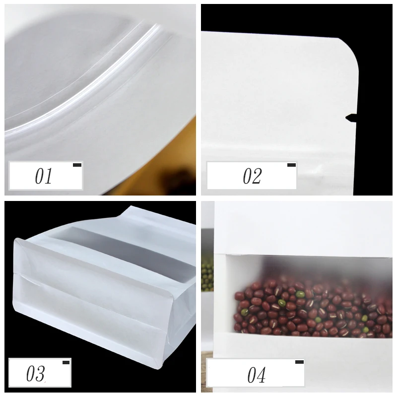 Белая Крафтовая бумага на молнии стоящая матовая окно органный пакет для