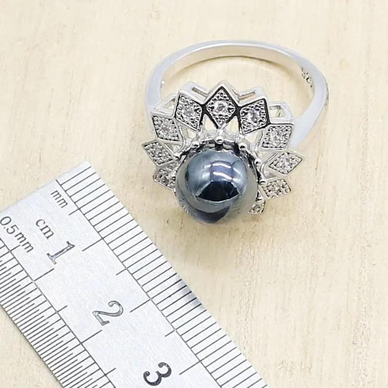 Наборы свадебных украшений серебряного цвета с натуральным черным жемчугом