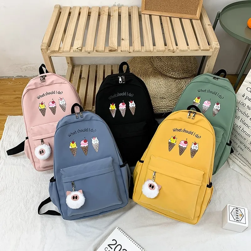 Ice Cream Backpack Solid Color Backpacks High Quality University Bag Women Teen Pattern Multi Pocket Bags