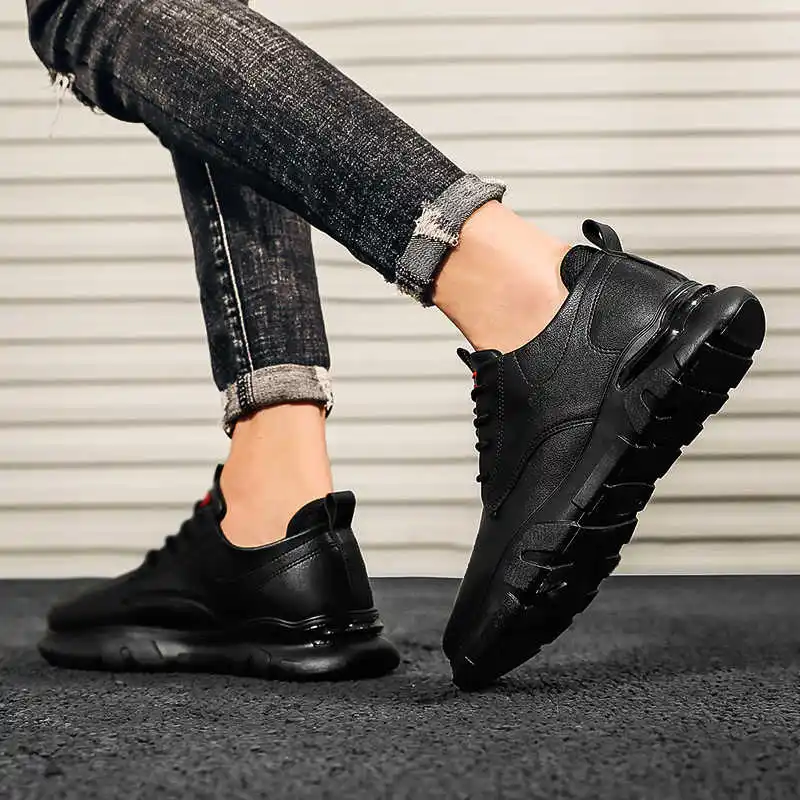 

Мужская спортивная обувь, черные кроссовки на плоской подошве, мужская спортивная обувь, мужские кроссовки без каблука, Мужская обувь для б...