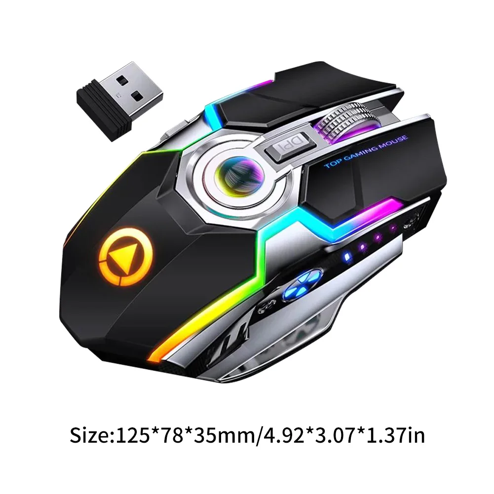 

Wireless Mouse Rechargeable 2.4G Silent Gaming Mouse 1600 DPI 7 Buttons LED Backlight USB Optical Computer Mouse For PC/Laptop