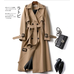 2021 New 3XL Winter Women's Trench Coat Double Breasted Jacket Solid Turn-down Collar Long Coat with