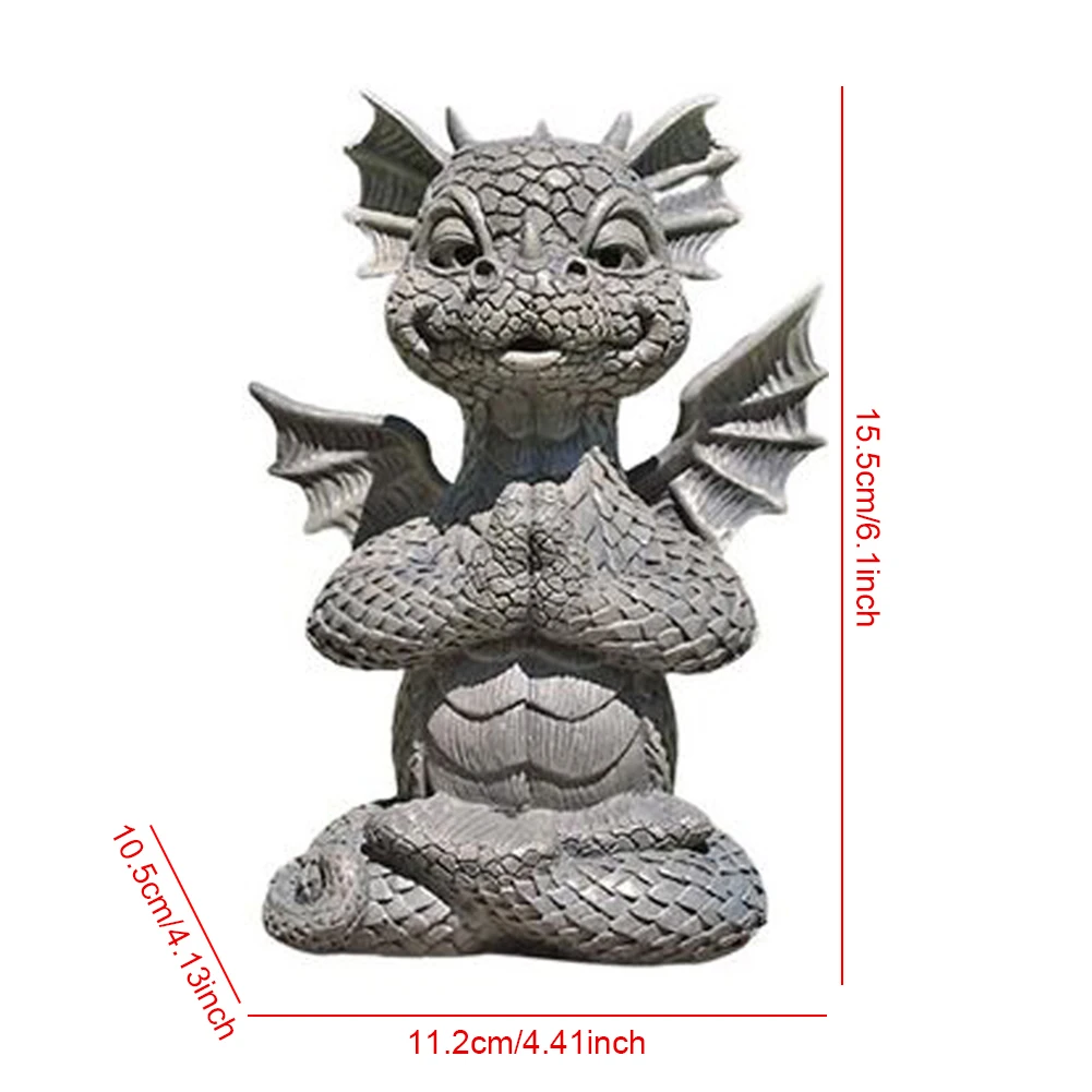 

Dragon Garden Meditated Dragon Decoration Realistic Animal Statue With Lamp Garden Ornament Desk Jardin Miniaturas Decor Gift