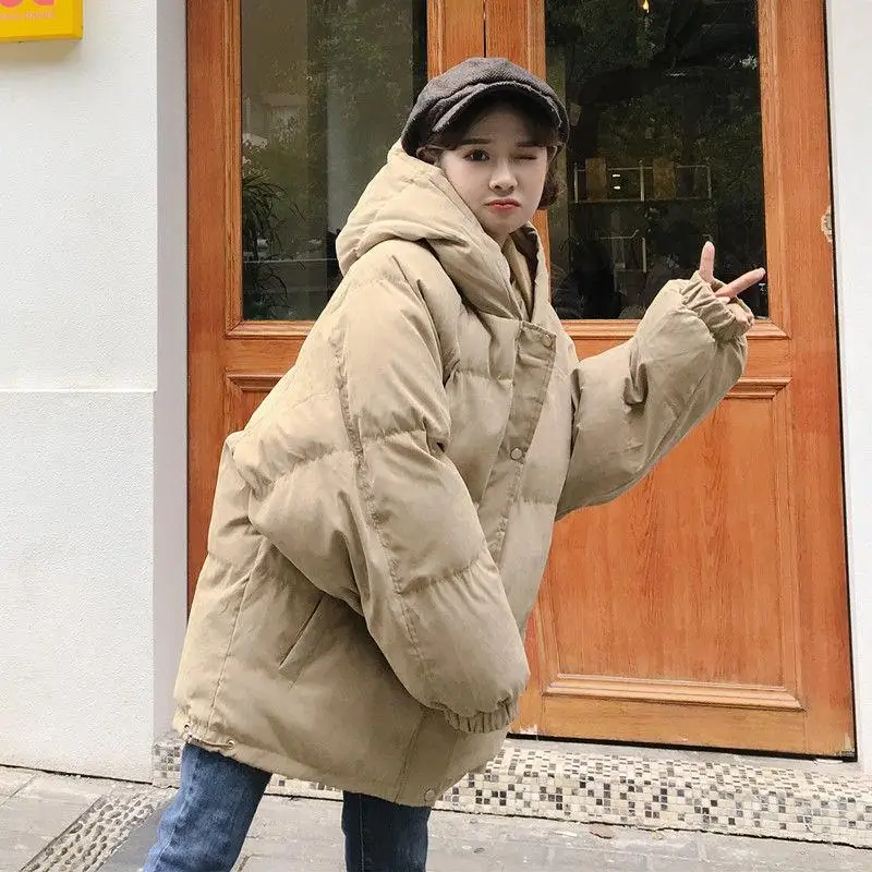 Neploe/зимнее хлопковое пальто для женщин, новое корейское Свободное пальто Bf стиль средней длины, однотонная Повседневная тонкая парка Abrigos 46664 - Цвет: khaki