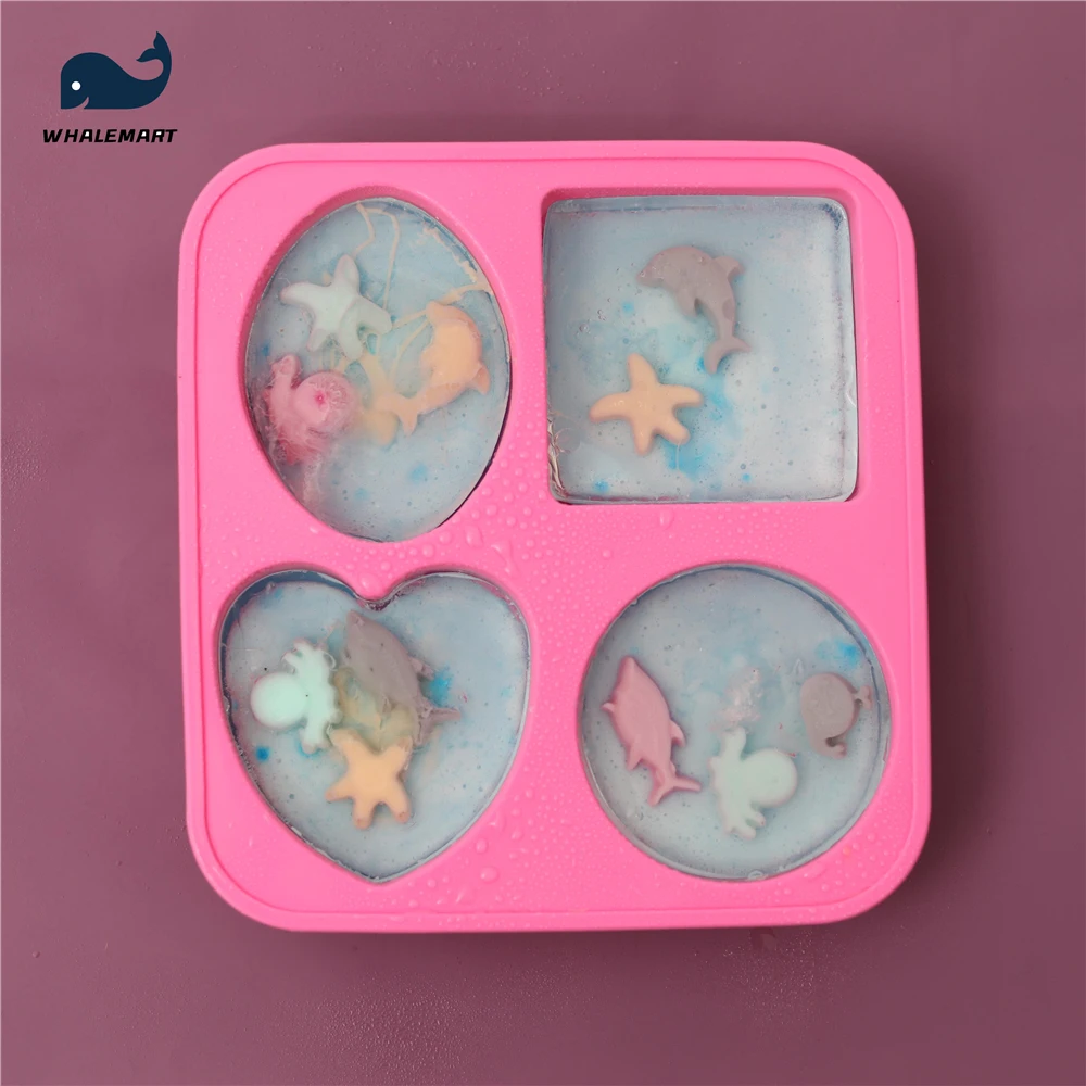 Силиконовые формы для мыла 4 отверстия овальные в форме сердца мыльной смолы