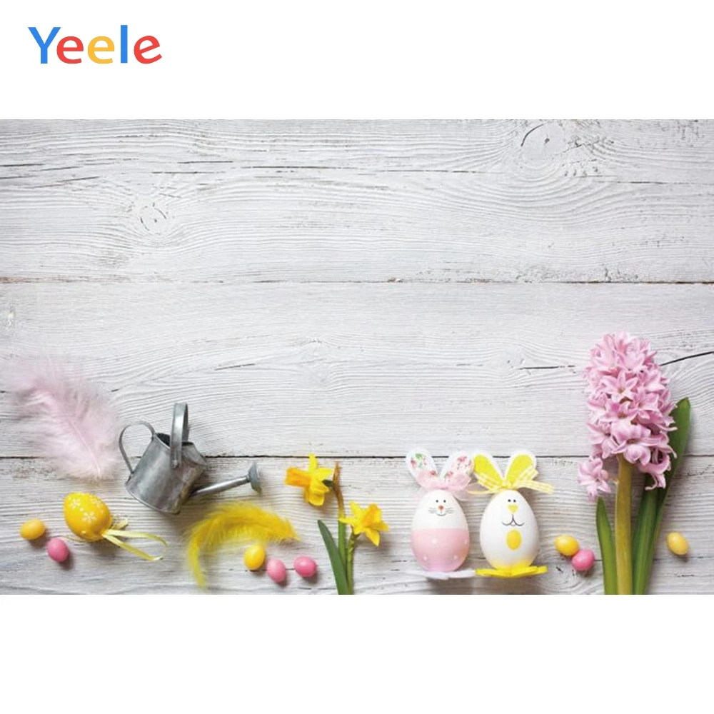 Фон для фотосъемки с изображением пасхальных весенних цветов яиц портретной