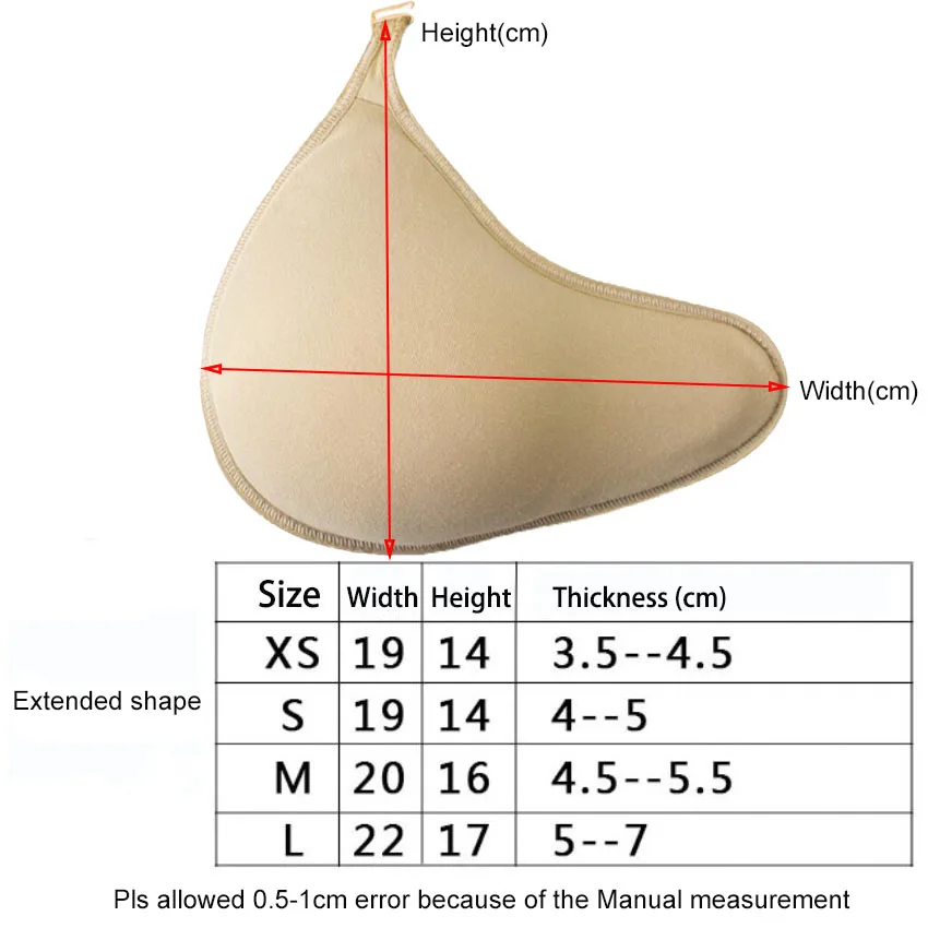 

Fake Breast Forms Sponge Breast Lightweight Assemble Silicone Breast Pad / Cover / Sponge Pad With Hook Extend Long Shape D40