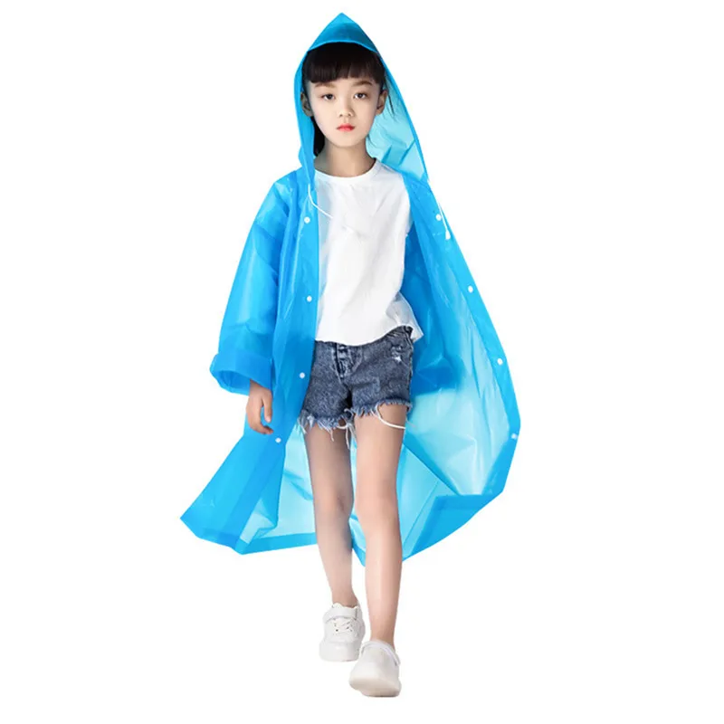 Полупрозрачная eva Дети пальто дождя цельнокроеное пончо с капюшоном дождевик для