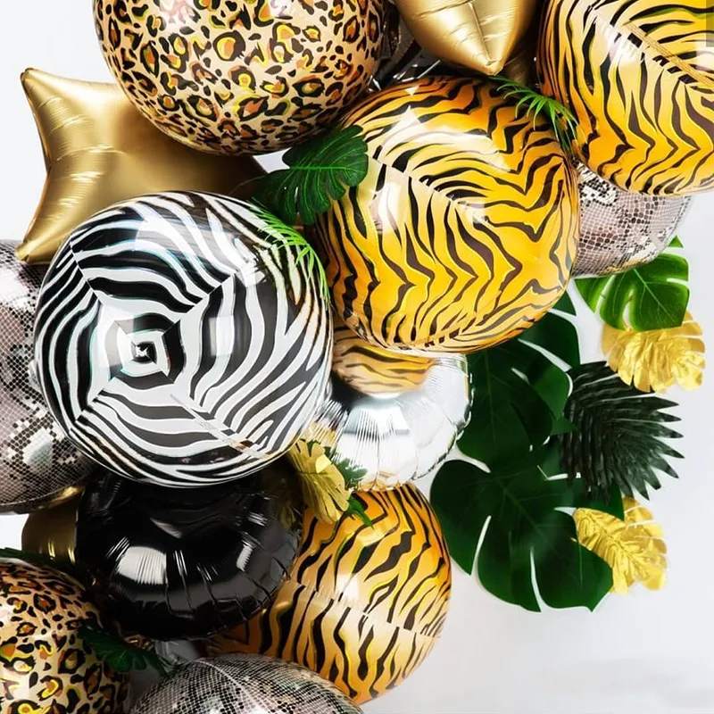 

Jungle Animal Printed Foil Balloons Safari Theme Kids Boy Birthday Party Decor Leopard Latex Air Globos Baby Shower Decoration