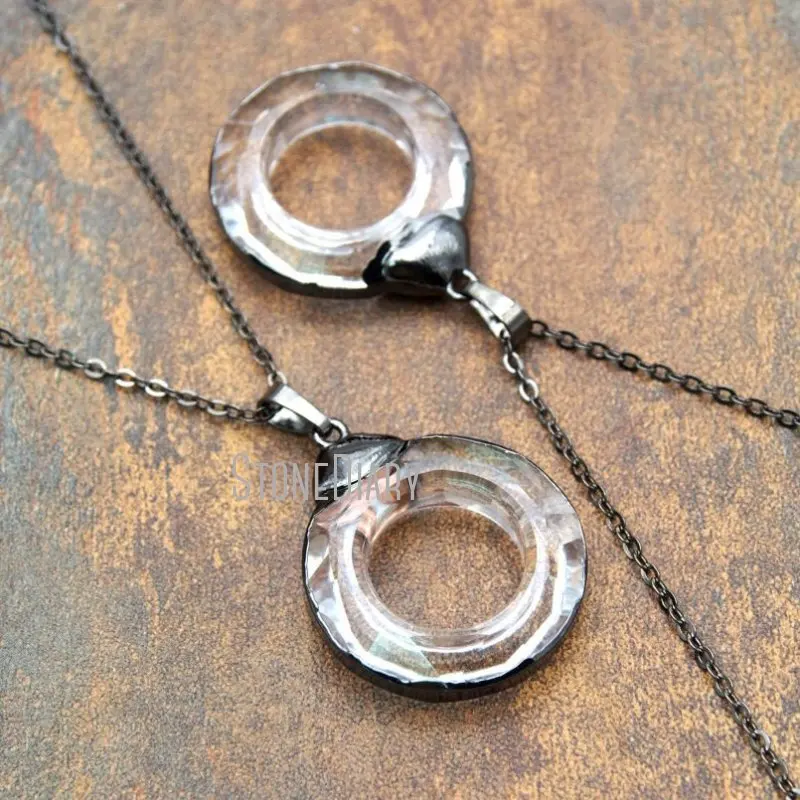 NM14702 10Pcs Glass Crystal Chains Necklaces Gun Black Plated Faceted Hoop 18inch-32inch | Украшения и аксессуары