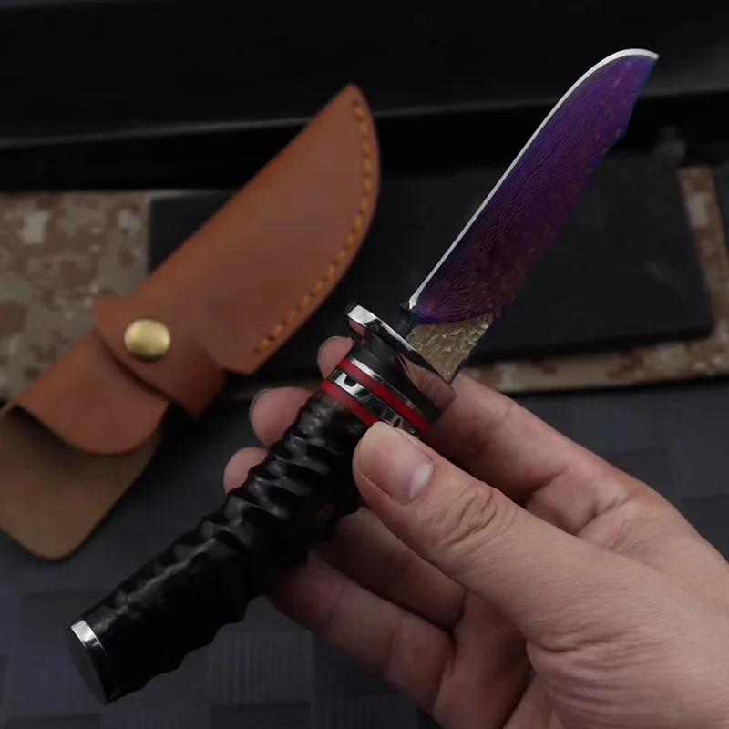 HS Tools Raindrop дамасский нож с прямым фиксированным лезвием для кемпинга выживания