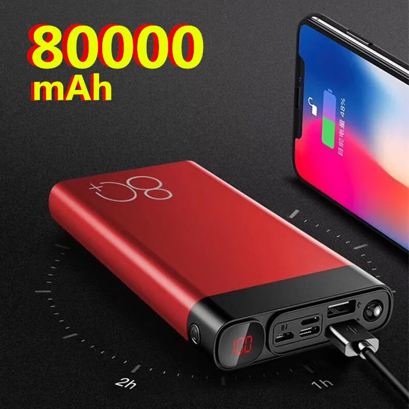 Внешний аккумулятор большой емкости на 80000 мА · ч с двумя USB портами|Внешние